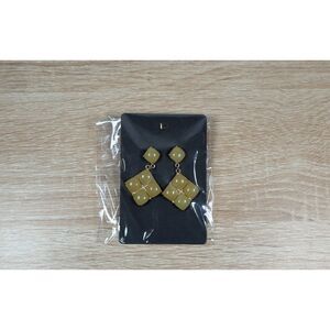 Geometric Dangle Earrings Square Drop Yellow Gold Tone Statement Jewelry